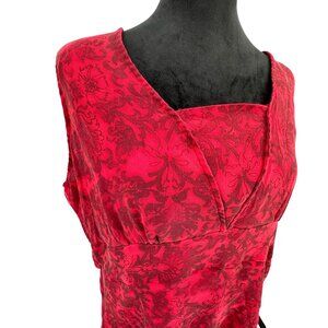 NYC Design Co‎ Womens Red Silk Babydoll Tank Top Size 2X Empire Waist Sleeveless